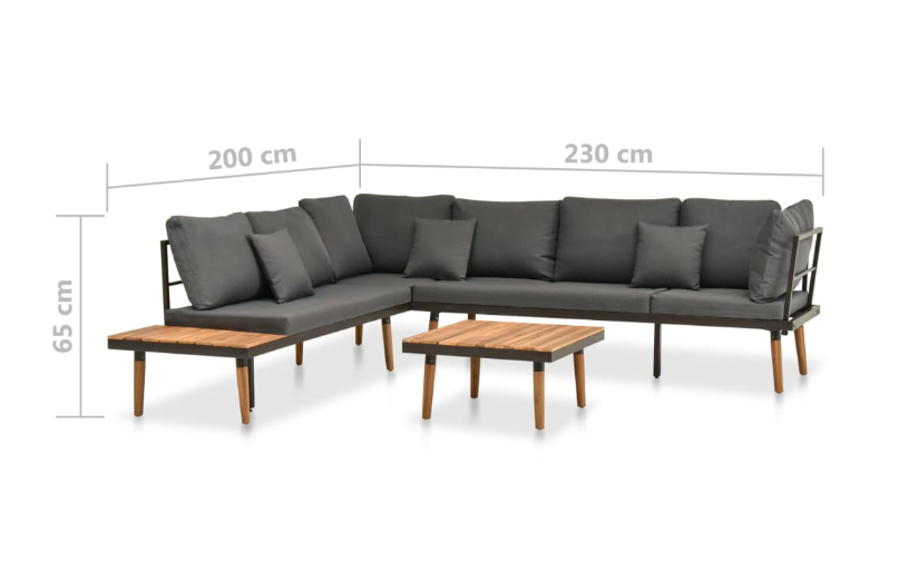 Garten-Lounge-Set Sabrina mit Esstisch und Auflagen aus Massivholz-Akazie