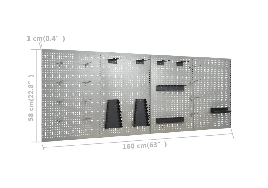 Werkbank AT-PRO mit Wandpanelen und Werkzeughalterungen aus Stahl und Holz mit Legierung