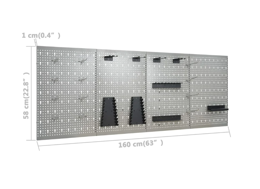Werkbank AT-PRO mit Wandpanelen und Werkzeughalterungen aus Stahl und Holz mit Legierung
