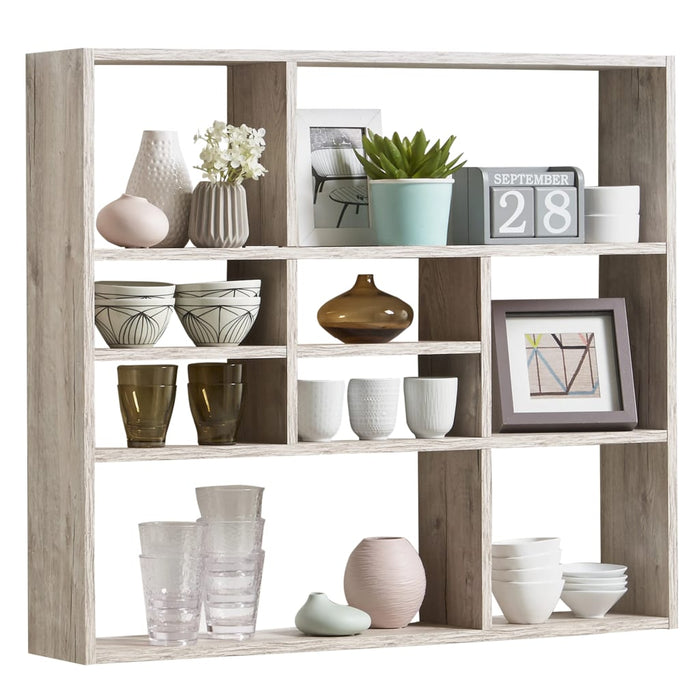 FMD wall shelf with 9 compartments sand oak