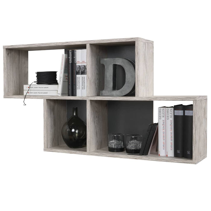 FMD wall shelf with 4 compartments sand oak