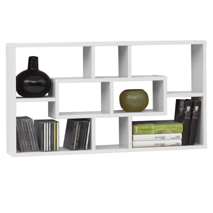 FMD Rectangular wall shelf with 8 compartments white