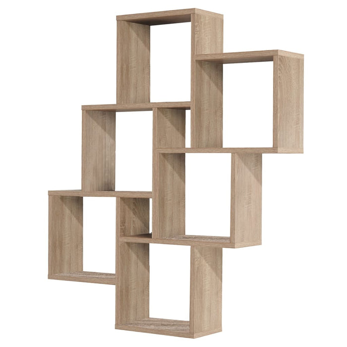 FMD wall shelf with 8 compartments oak brown