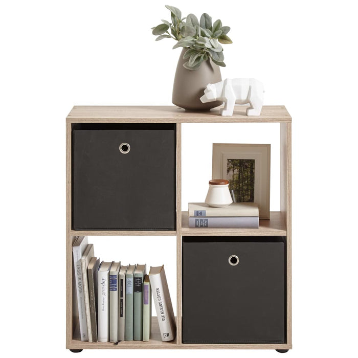 FMD standing shelf with 4 compartments oak brown