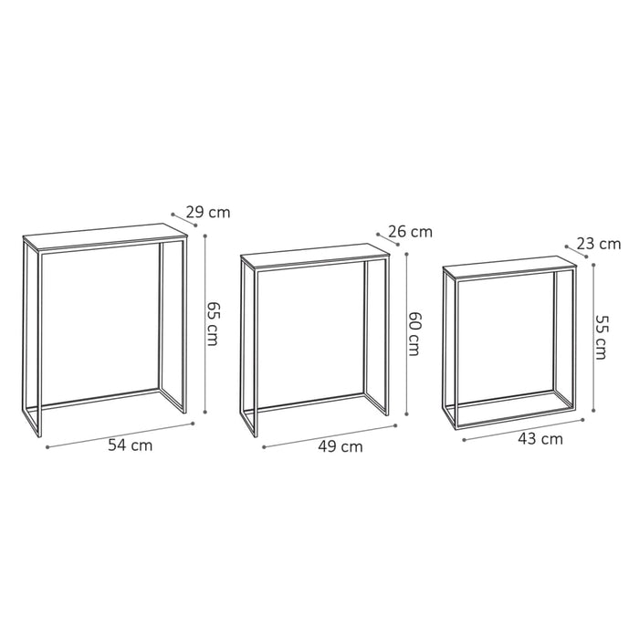 Rousseau 3-tlg. Beistelltisch-Set Triplex Metall Mehrfarbig
