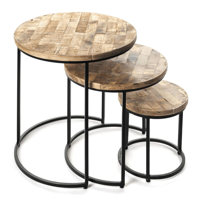 Rousseau 3-tlg. Beistelltisch-Set Leo Holz Magnolie