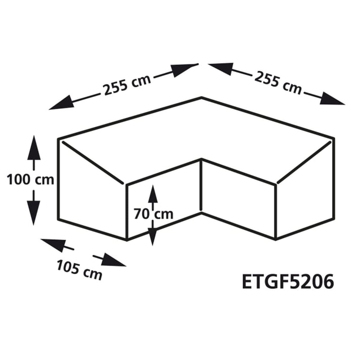 Eurotrail Schutzhülle für Lounge-Set in L-Form 255x255x100/70 cm Grau
