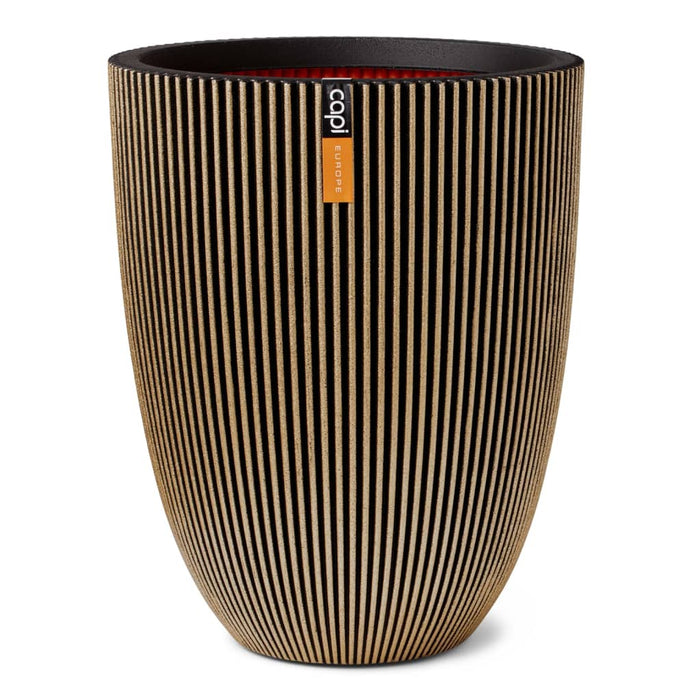 Capi Vase Groove Elegant 46x58 cm Black and Golden