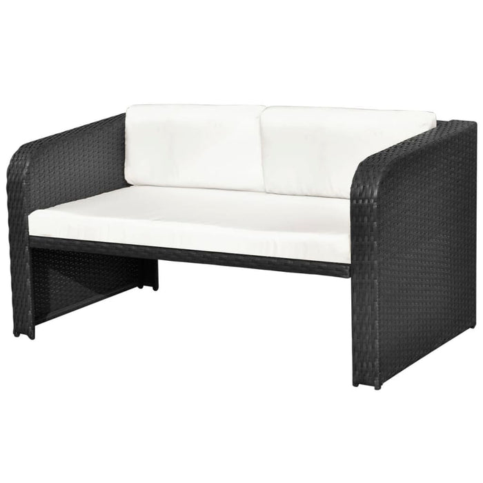 4-tlg. Garten-Lounge-Set mit Auflagen Poly Rattan Schwarz
