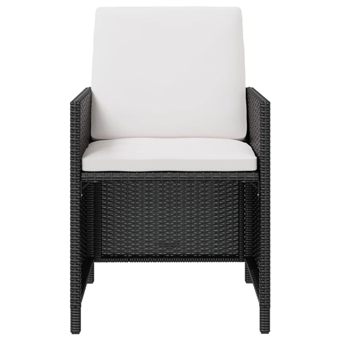 5-tlg. Garten-Essgruppe Poly Rattan Akazienholz Schwarz