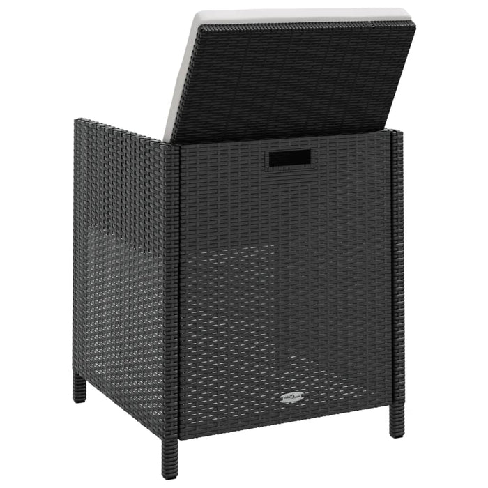 5-tlg. Garten-Essgruppe Poly Rattan Akazienholz Schwarz