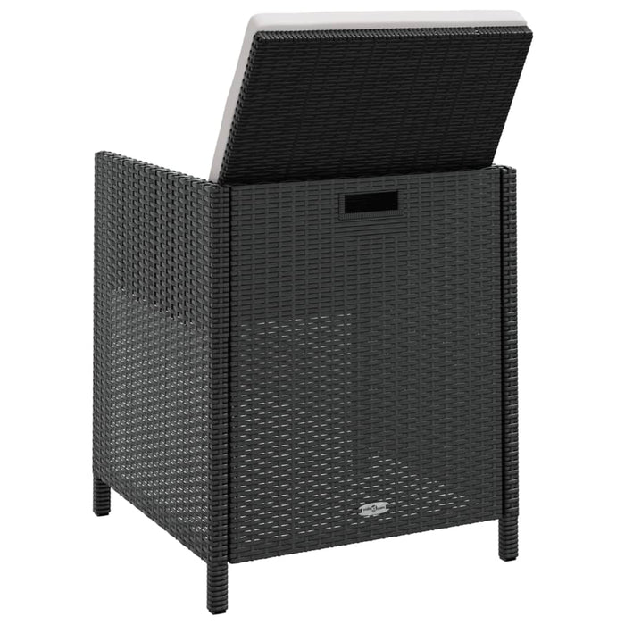 11-tlg. Garten-Essgruppe Poly Rattan Akazienholz Schwarz