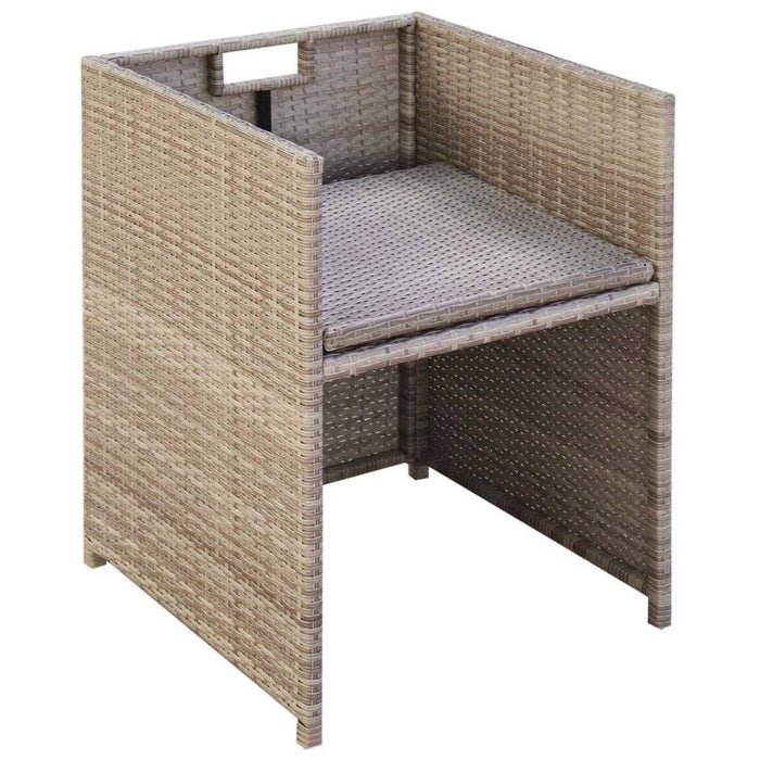 3-tlg. Bistro-Set mit Auflagen Poly Rattan Beige