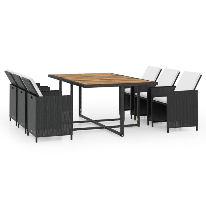 Garten-Essgruppe Jonas mit Auflagen Poly Rattan Schwarz