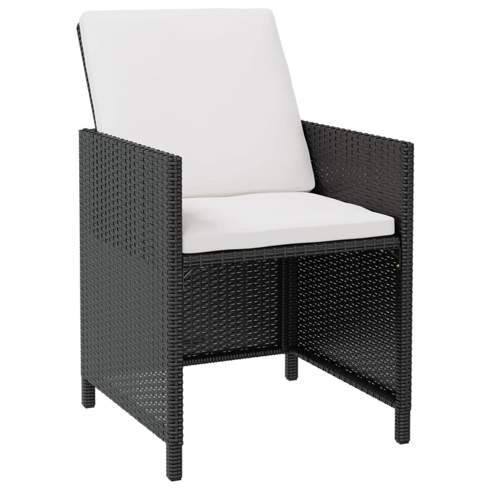 Garten-Essgruppe Jonas mit Auflagen Poly Rattan Schwarz