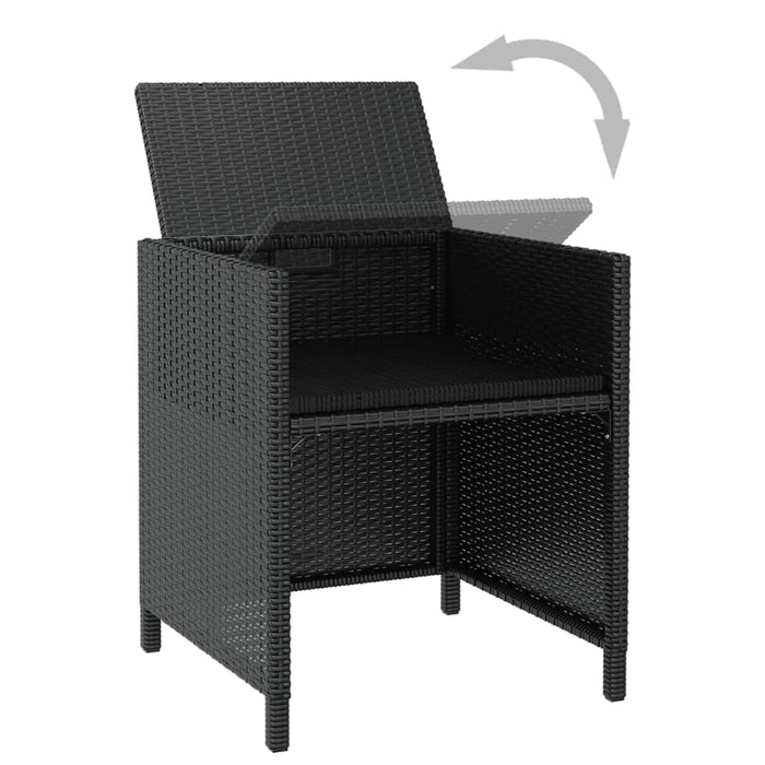 Garten-Essgruppe Jonas mit Auflagen Poly Rattan Schwarz