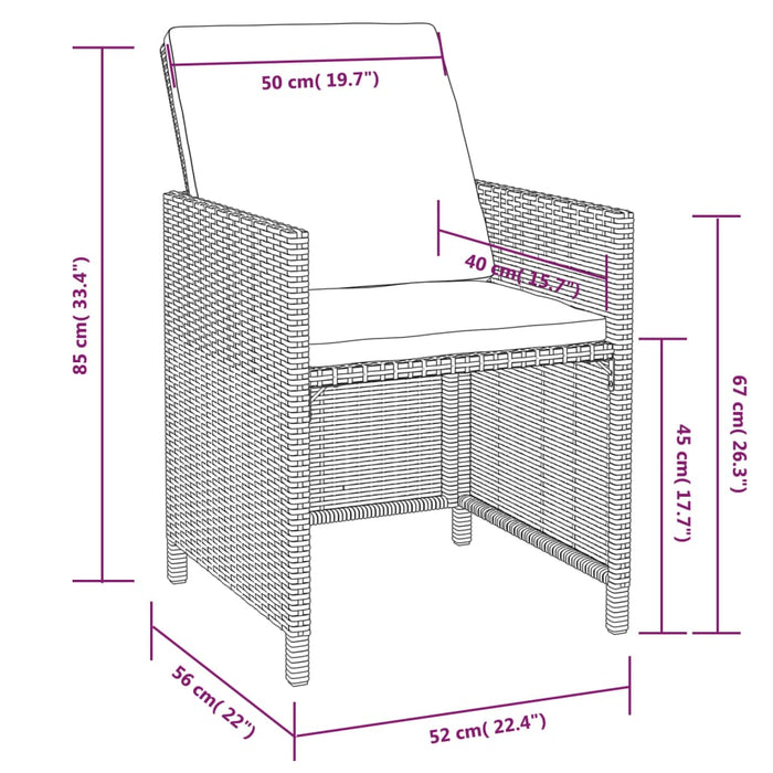 Garten-Essgruppe Jonas mit Auflagen Poly Rattan Schwarz
