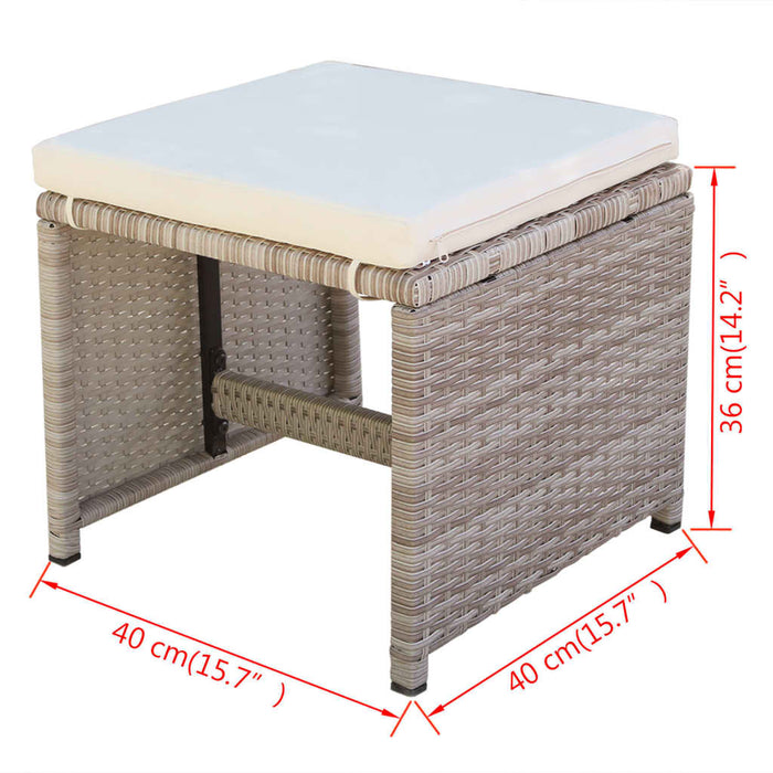 5-tlg. Garten-Essgruppe mit Auflagen Poly Rattan Beige