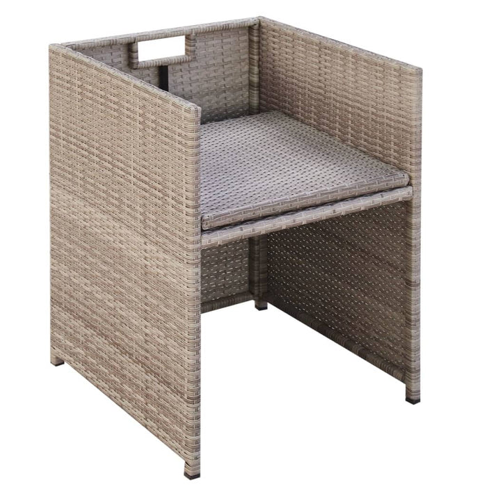 13 pcs. Garden dining group with cushions poly rattan beige