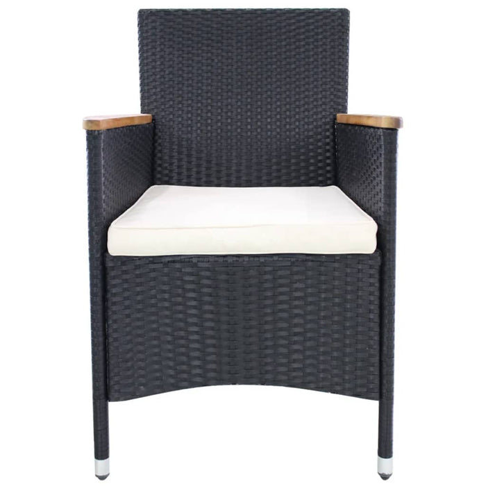 Gartenstühle 2 Stk. mit Polstern Poly Rattan Schwarz