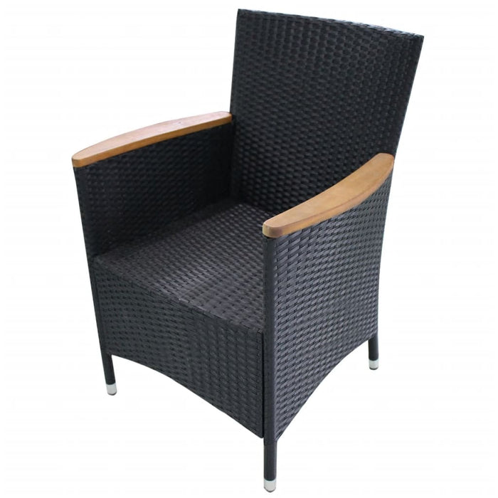 Gartenstühle 2 Stk. mit Polstern Poly Rattan Schwarz