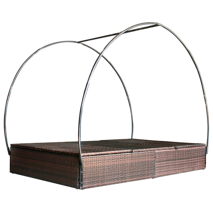 Doppel-Sonnenliege mit Sonnendach Poly Rattan Braun