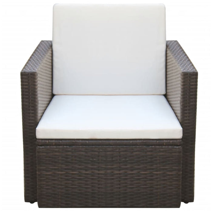 Garden chair with pads and cushions poly rattan brown