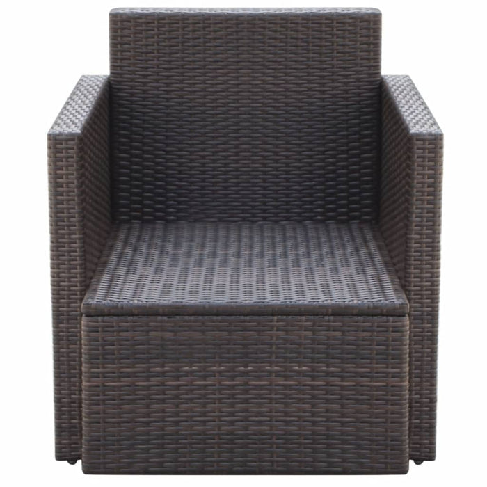 Garden chair with pads and cushions poly rattan brown