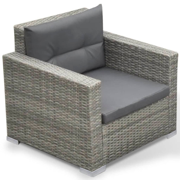 6 pcs. Garden lounge set with cushions poly rattan gray