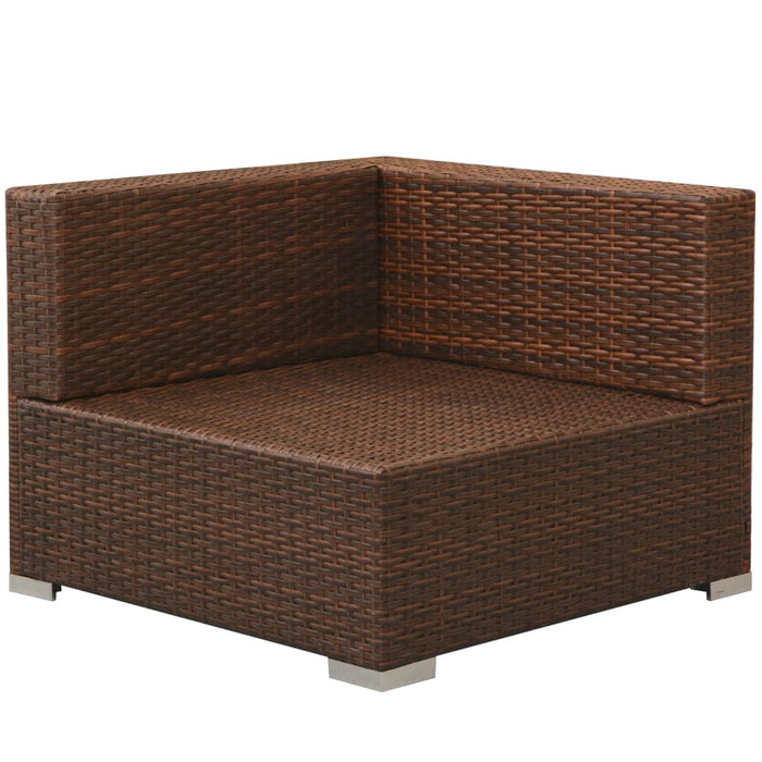 3 pcs. Garden lounge set with cushions poly rattan brown