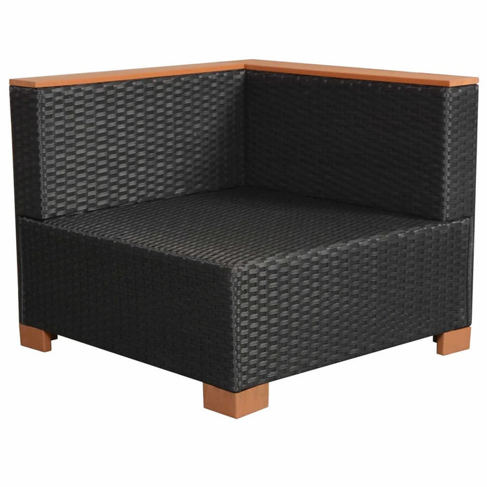 9-tlg. Garten-Lounge-Set mit Auflagen Poly Rattan Schwarz
