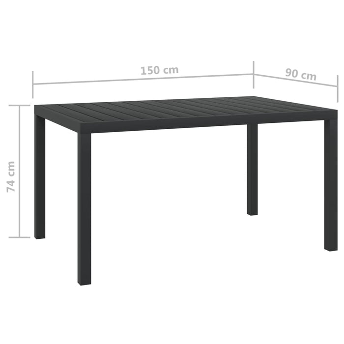 Garden dining table WPC aluminum 150 x 90 x 74 cm black