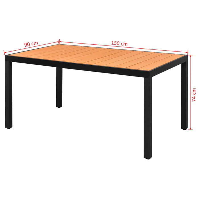 Garten-Esstisch WPC Aluminium 150 x 90 x 74 cm Braun