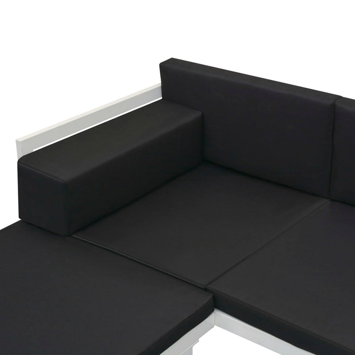 4 pcs. Garden lounge set with cushions aluminum black