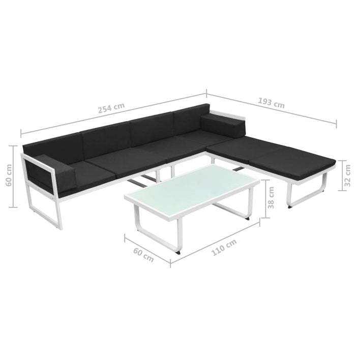 Garten-Lounge-Set Milan mit Auflagen Aluminium Schwarz