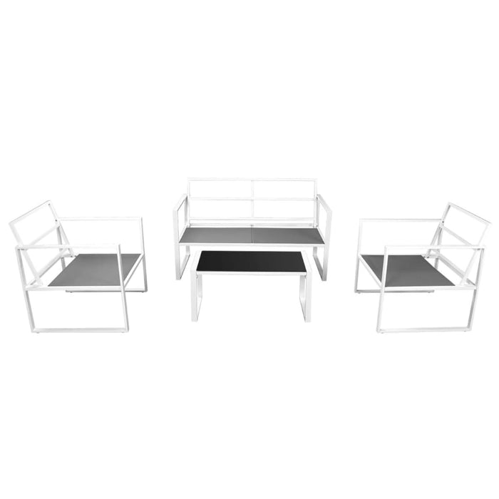 4 pcs. Garden lounge set with cushions steel white