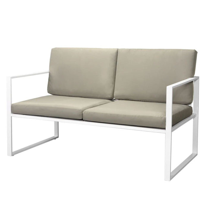4-tlg. Garten-Lounge-Set mit Auflagen Stahl Weiß