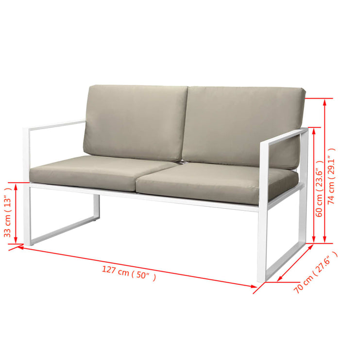 4-tlg. Garten-Lounge-Set mit Auflagen Stahl Weiß
