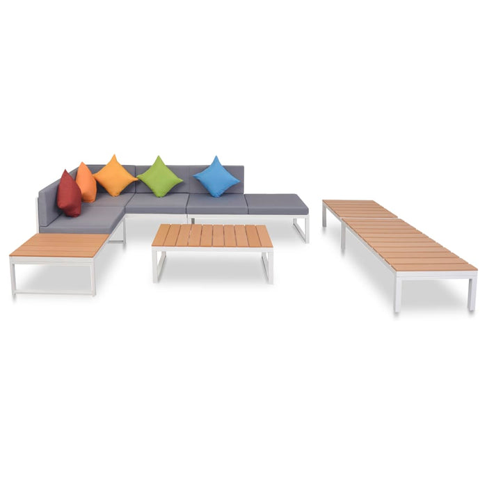 5 pcs. Garden lounge set with aluminum and WPC cushions