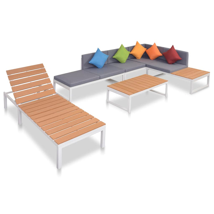 5 pcs. Garden lounge set with aluminum and WPC cushions