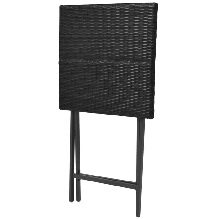 3-tlg. Bistro-Set Klappbar Stahl Poly Rattan Schwarz