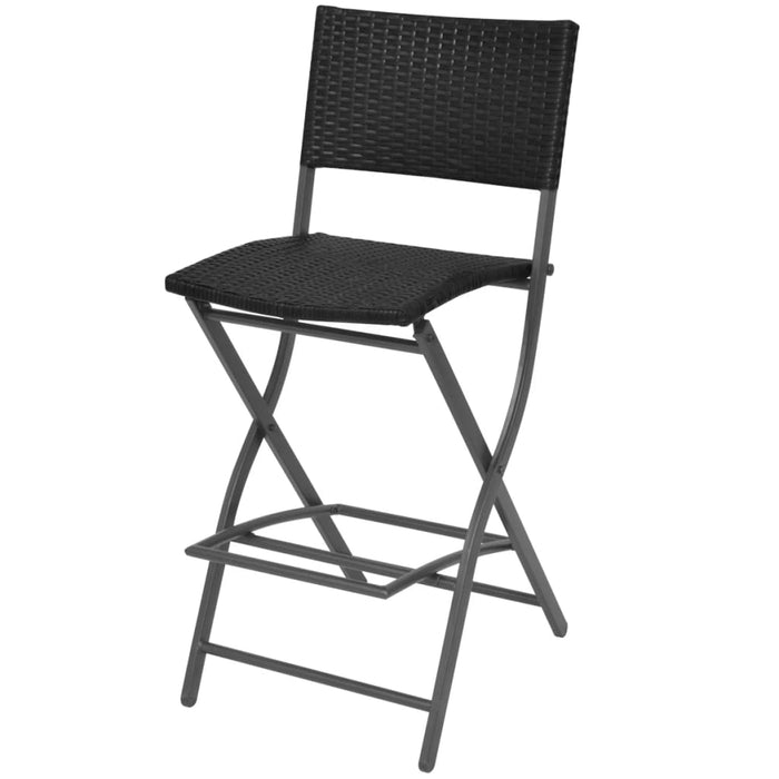 3-tlg. Bistro-Set Klappbar Stahl Poly Rattan Schwarz