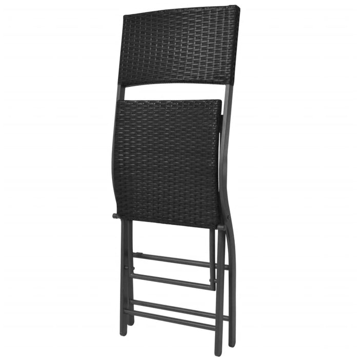3-tlg. Bistro-Set Klappbar Stahl Poly Rattan Schwarz