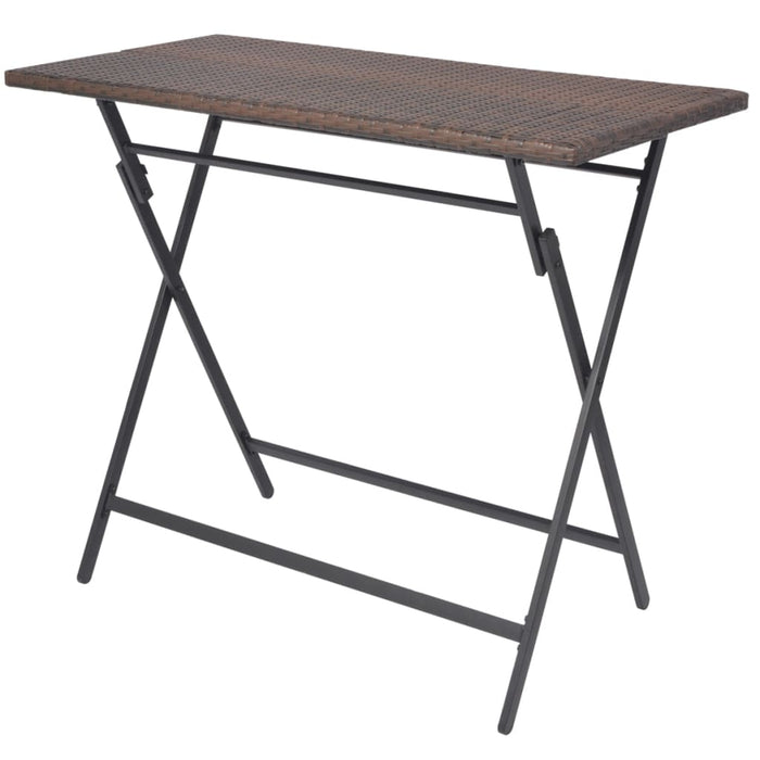 5-tlg. Garten-Essgruppe Klappbar Stahl Poly Rattan Braun