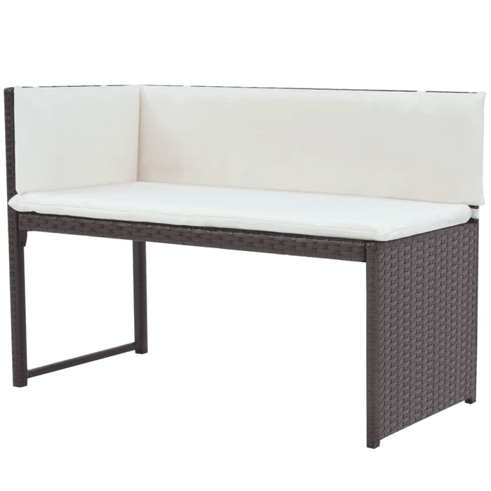 5-tlg. Garten-Essgruppe Stahl Poly Rattan Braun