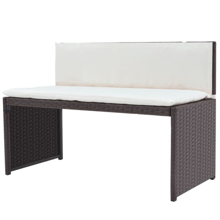 5-tlg. Garten-Essgruppe Stahl Poly Rattan Braun