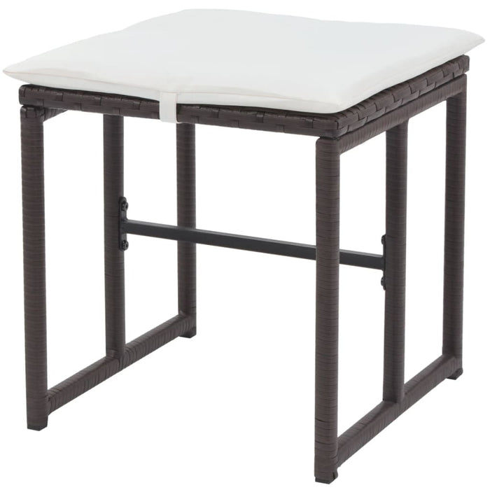 5-tlg. Garten-Essgruppe Stahl Poly Rattan Braun