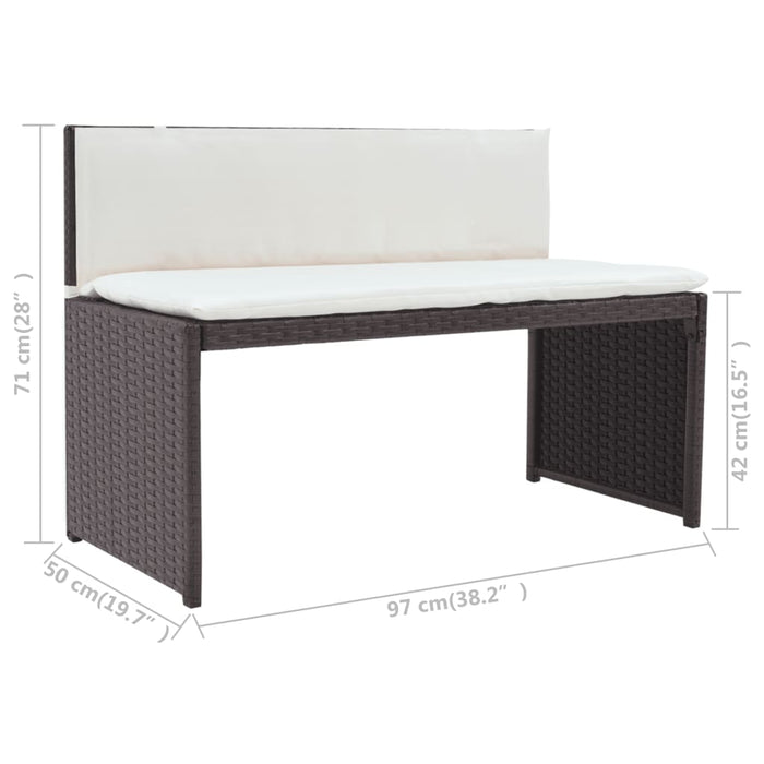 5-tlg. Garten-Essgruppe Stahl Poly Rattan Braun