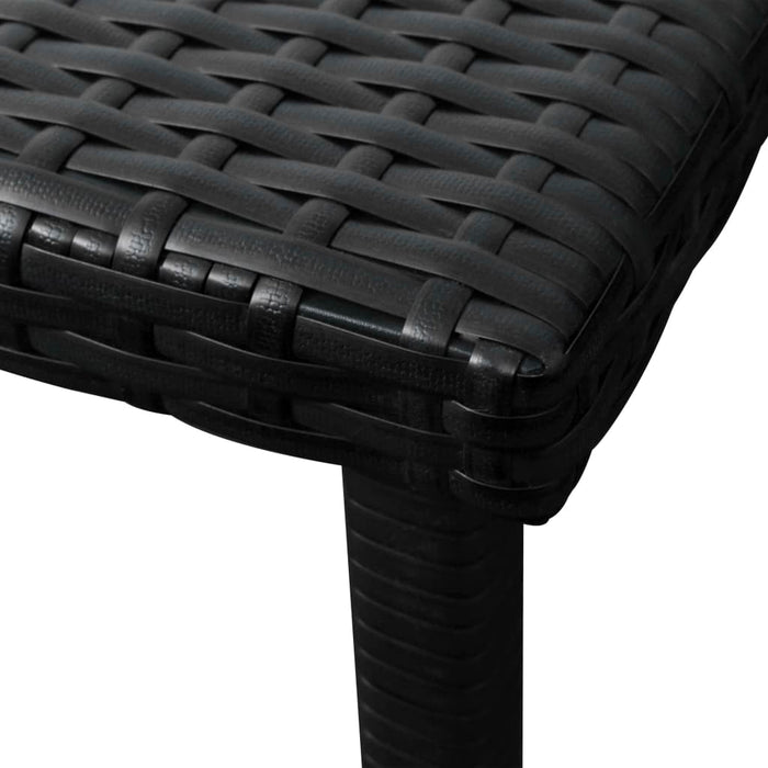 Sun lounger with cushion &amp; table poly rattan black