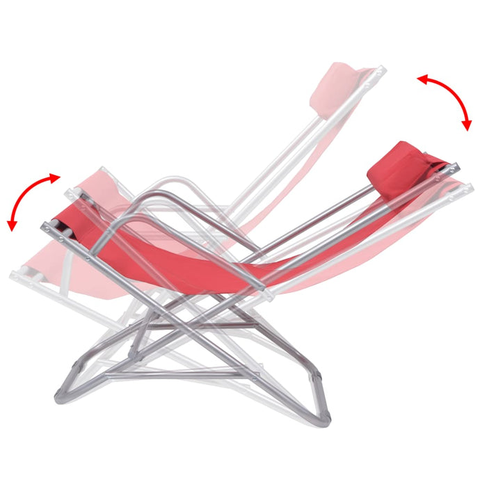 Deck chairs 2 pcs. Steel Red